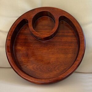 Julie Pomerantz Sculpted Teak Wooden Serving Chip and Dip Tray